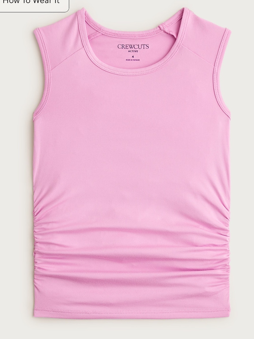 J crew lotus bloom Girls' ruched tank top in performance jersey